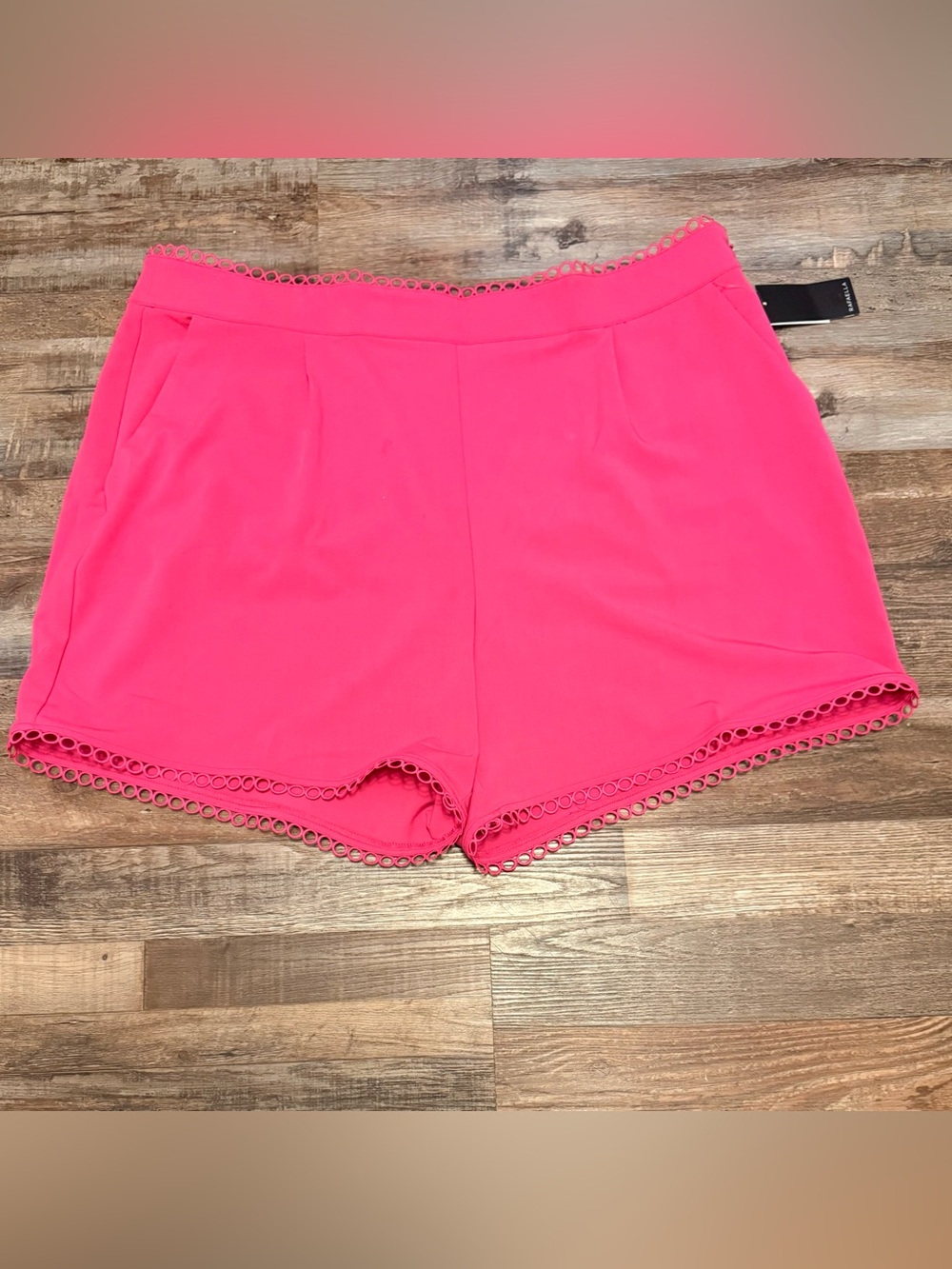 Rafaella Hot Pink Scallop-Trim High Waist Shorts NWT